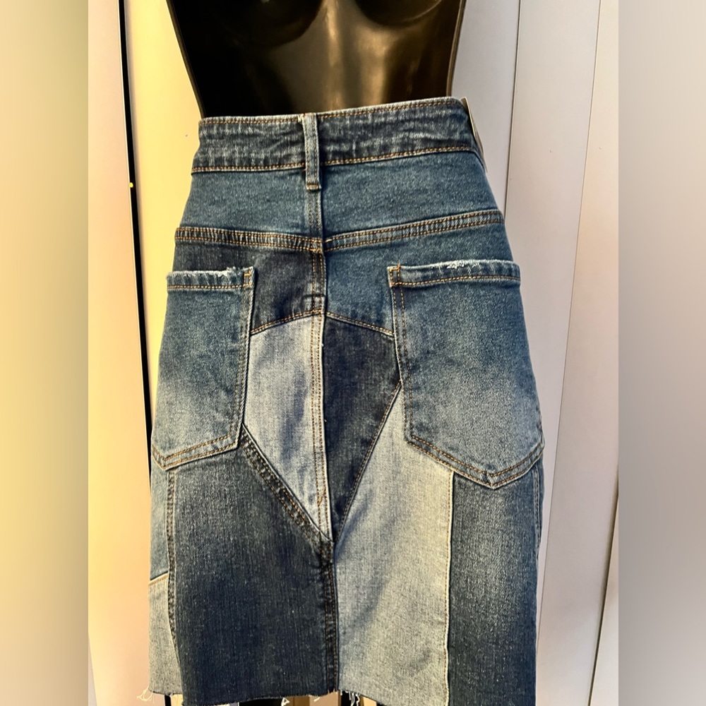 NWT Denim Patchwork Skirt